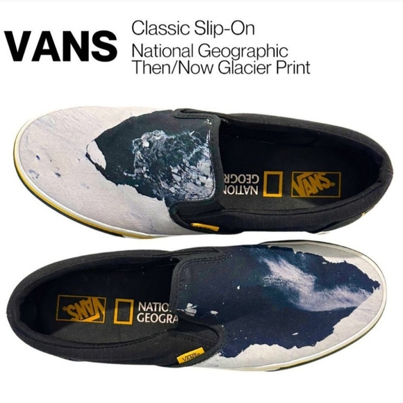 Vans Slip-on 🌏 National Geographic Then/ Now Greenland Pine Island Glacier 🧊 - Picture 1 of 4